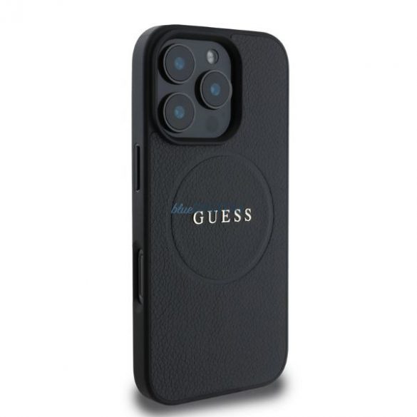 Guess GUHMP16XPGHSMMK iPhone 16 Pro Max czrny/negru MagSafe PU Grained Gold Ring