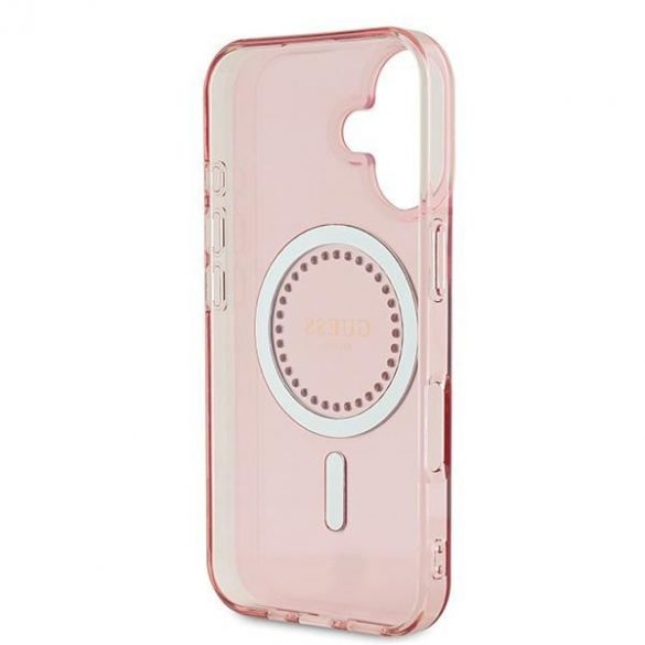 Guess GUHMP16SPFTDTEP IML Rhinestones MagSafe carcasă tare pentru iPhone 16 - roz