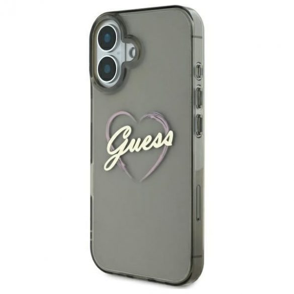 Guess GUHCP16SHCHGSPK IML Heart husă tare pentru iPhone 16 - negru