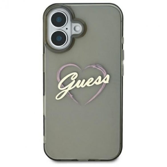 Guess GUHCP16SHCHGSPK IML Heart husă tare pentru iPhone 16 - negru