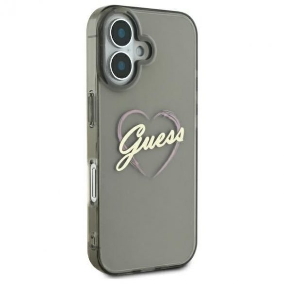 Guess GUHCP16SHCHGSPK IML Heart husă tare pentru iPhone 16 - negru