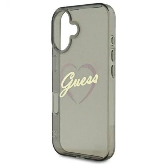 Guess GUHCP16SHCHGSPK IML Heart husă tare pentru iPhone 16 - negru