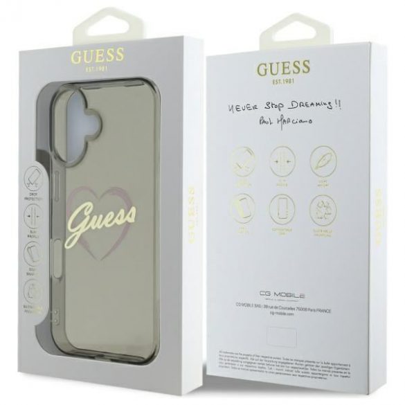 Guess GUHCP16SHCHGSPK IML Heart husă tare pentru iPhone 16 - negru