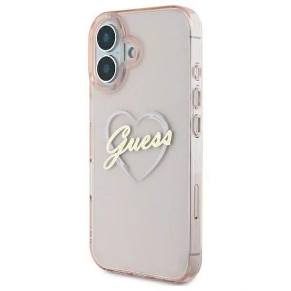 Guess GUHCP16SHCHGSPP IML Heart husă tare pentru iPhone 16 - roz