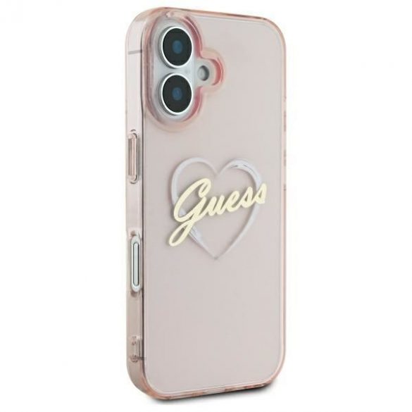 Guess GUHCP16SHCHGSPP IML Heart husă tare pentru iPhone 16 - roz