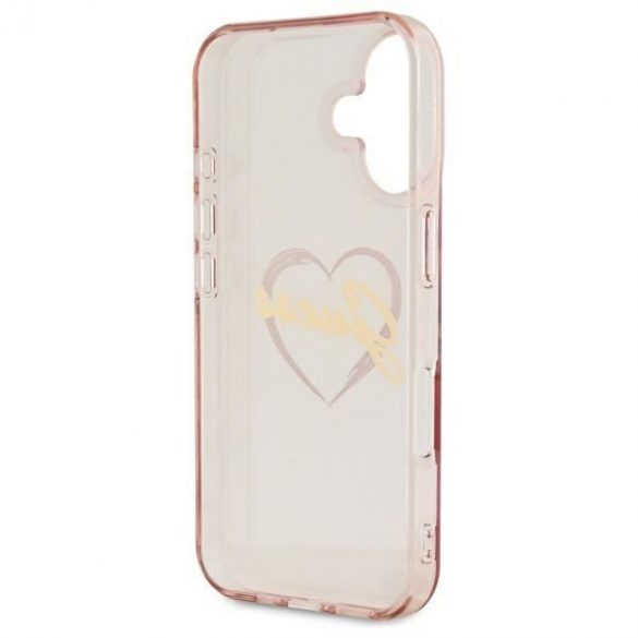 Guess GUHCP16SHCHGSPP IML Heart husă tare pentru iPhone 16 - roz