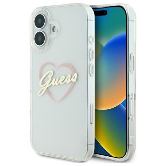 Guess GUHCP16SHCHGSPT IML Heart husă tare pentru iPhone 16 - transparent