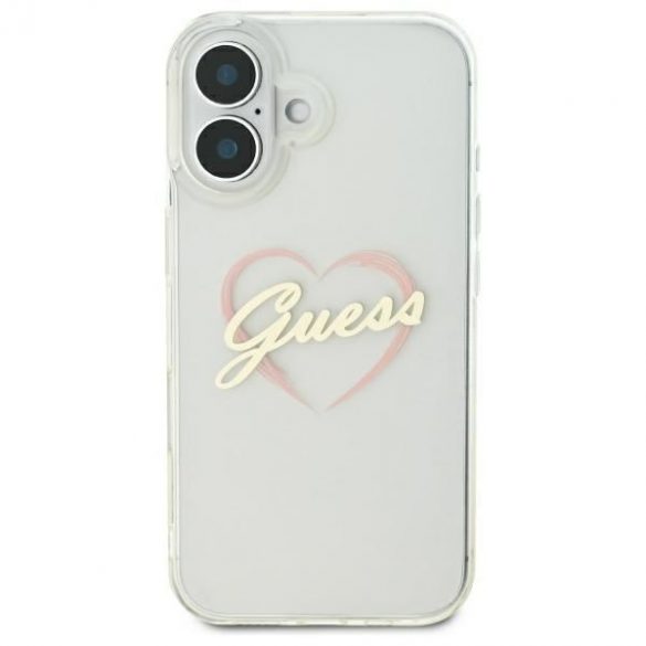 Guess GUHCP16SHCHGSPT IML Heart husă tare pentru iPhone 16 - transparent