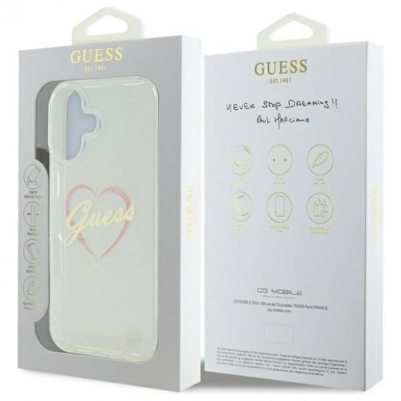 Guess GUHCP16SHCHGSPT IML Heart husă tare pentru iPhone 16 - transparent