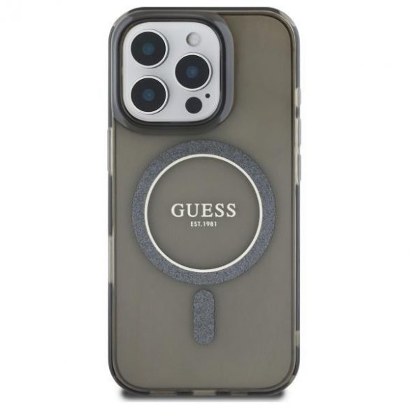 Guess GUHMP16XHFGEREK IML Glitter Circle Carcasă tare compatibilă MagSafe pentru iPhone 16 Pro Max - negru