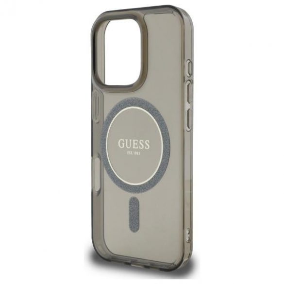 Guess GUHMP16XHFGEREK IML Glitter Circle Carcasă tare compatibilă MagSafe pentru iPhone 16 Pro Max - negru