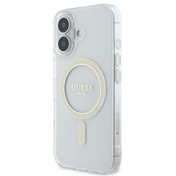 Guess GUHMP16SHFGERET IML Glitter Circle MagSafe husă tare pentru iPhone 16 - transparent