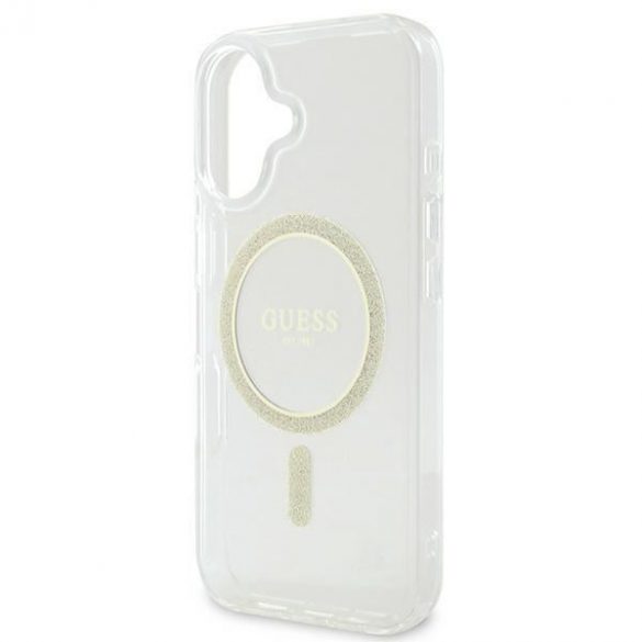 Guess GUHMP16SHFGERET IML Glitter Circle MagSafe husă tare pentru iPhone 16 - transparent