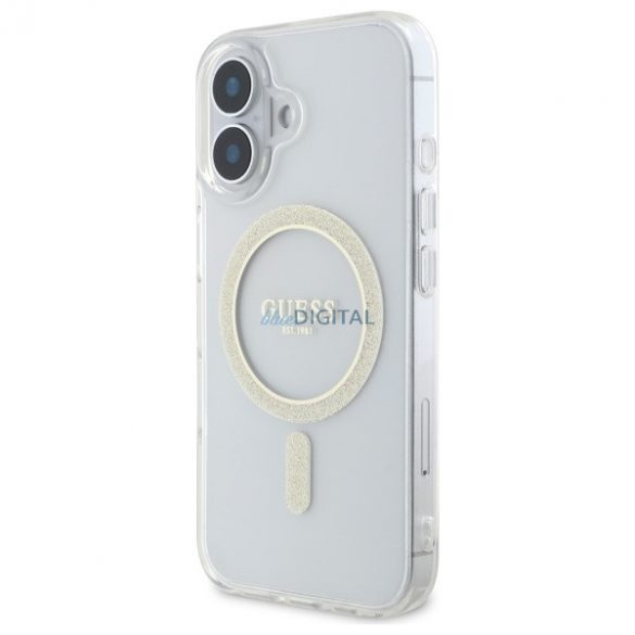 Guess GUHMP16MHFGERET IML Glitter Circle Carcasă tare compatibilă cu MagSafe pentru iPhone 16 Plus - transparentă