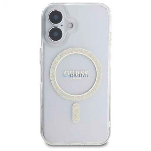 Guess GUHMP16MHFGERET IML Glitter Circle Carcasă tare compatibilă cu MagSafe pentru iPhone 16 Plus - transparentă