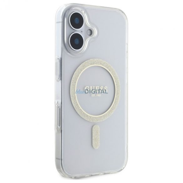 Guess GUHMP16MHFGERET IML Glitter Circle Carcasă tare compatibilă cu MagSafe pentru iPhone 16 Plus - transparentă