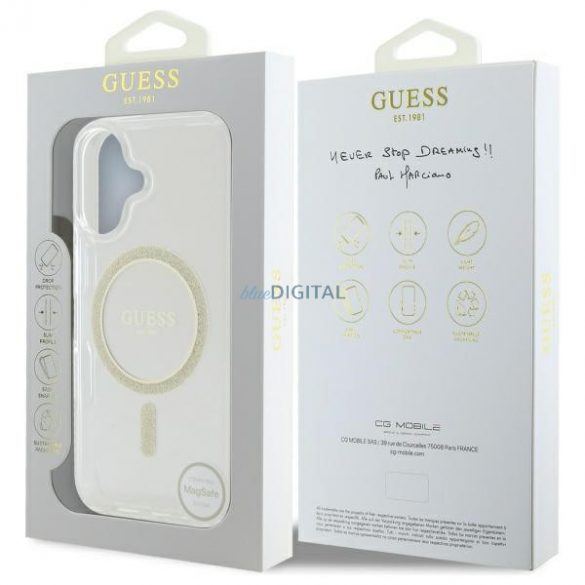 Guess GUHMP16MHFGERET IML Glitter Circle Carcasă tare compatibilă cu MagSafe pentru iPhone 16 Plus - transparentă