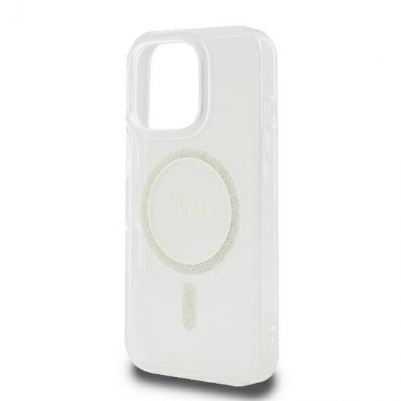 Guess GUHMP16LHFGERET IML Glitter Circle MagSafe husă tare pentru iPhone 16 Pro - transparent