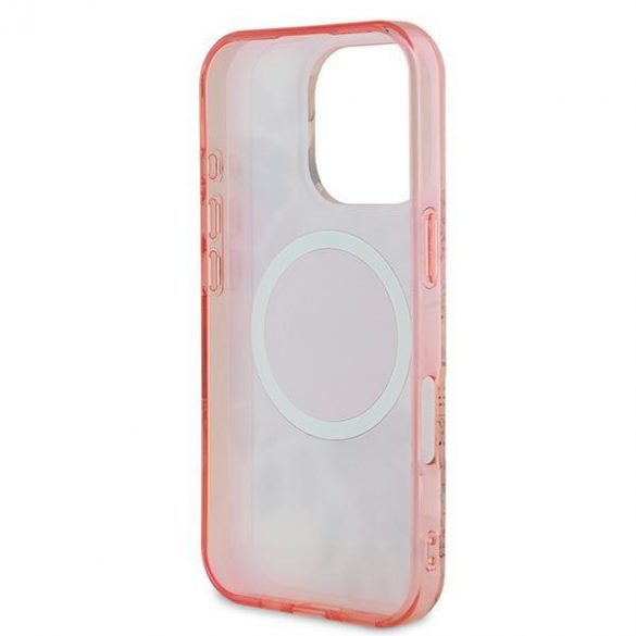 Guess GUHMP16XHFWBDCEP IML Flower & Tonal Circle Husă MagSafe pentru iPhone 16 Pro Max - roz