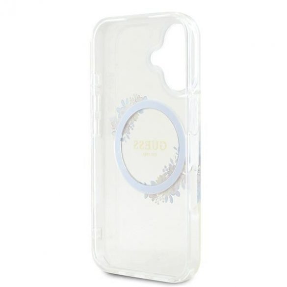 Guess GUHMP16MHFWFCT IML Flowers Wreath MagSafe carcasă tare pentru iPhone 16 Plus - transparent