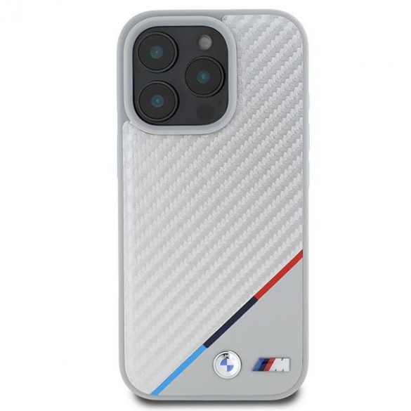 BMW BMHMP16X23PUDTS Carcasă MagSafe M Carbon Tricolor Line pentru iPhone 16 Pro Max - gri