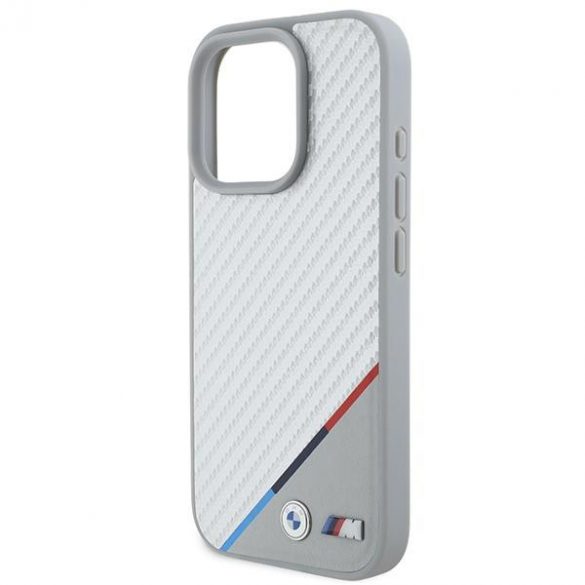 BMW BMHMP16X23PUDTS Carcasă MagSafe M Carbon Tricolor Line pentru iPhone 16 Pro Max - gri