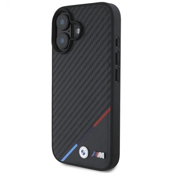 BMW BMHMP16M23PUDTK Carcasă MagSafe Carbon Tricolor Line pentru iPhone 16 Plus - negru