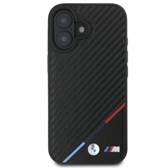 BMW BMHMP16M23PUDTK Carcasă MagSafe Carbon Tricolor Line pentru iPhone 16 Plus - negru