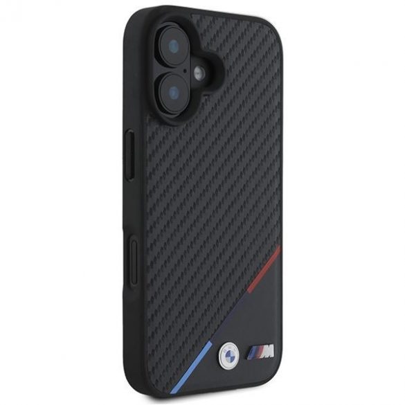 BMW BMHMP16M23PUDTK Carcasă MagSafe Carbon Tricolor Line pentru iPhone 16 Plus - negru