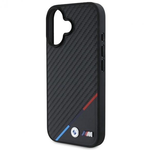 BMW BMHMP16M23PUDTK Carcasă MagSafe Carbon Tricolor Line pentru iPhone 16 Plus - negru