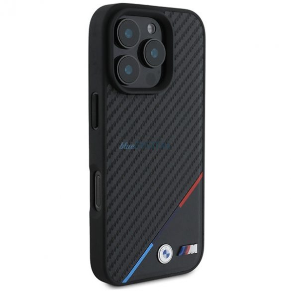 BMW BMHMP16L23PUDTK Carcasă MagSafe M Carbon Tricolor Line pentru iPhone 16 Pro - negru