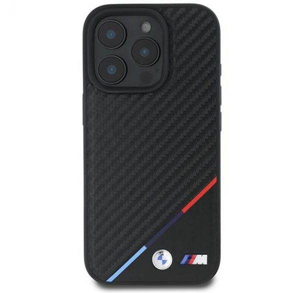 BMW BMHMP16X23PUDTK M Carbon Tricolor Line Carcasă MagSafe pentru iPhone 16 Pro Max - negru