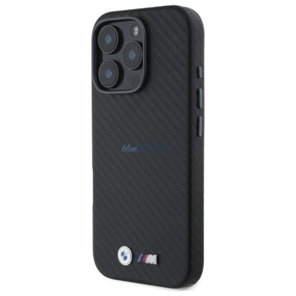 BMW BMHCP16L23PUFWC Carcasă rigidă din metal îmbrăcată în carbon pentru iPhone 16 Pro - Negru