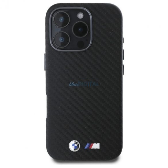 BMW BMHCP16L23PUFWC Carcasă rigidă din metal îmbrăcată în carbon pentru iPhone 16 Pro - Negru