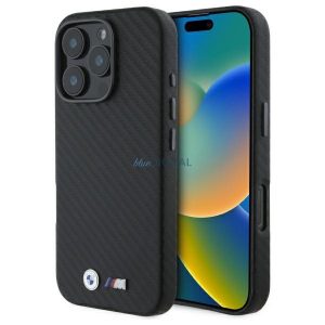 BMW BMHCP16X23PUFWC Carcasă rigidă metalică învelită în carbon pentru iPhone 16 Pro Max - Negru