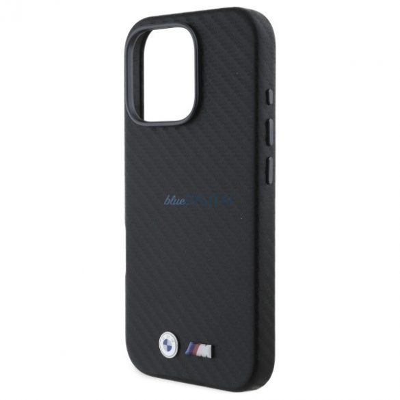 BMW BMHCP16X23PUFWC Carcasă rigidă metalică învelită în carbon pentru iPhone 16 Pro Max - Negru