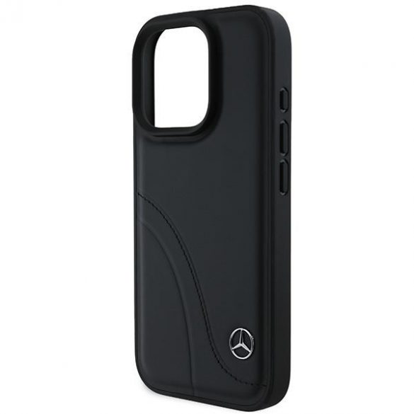 Mercedes MEHCP16X23RBCSK MB Curved Stitches Husă din piele pentru iPhone 16 Pro Max - negru