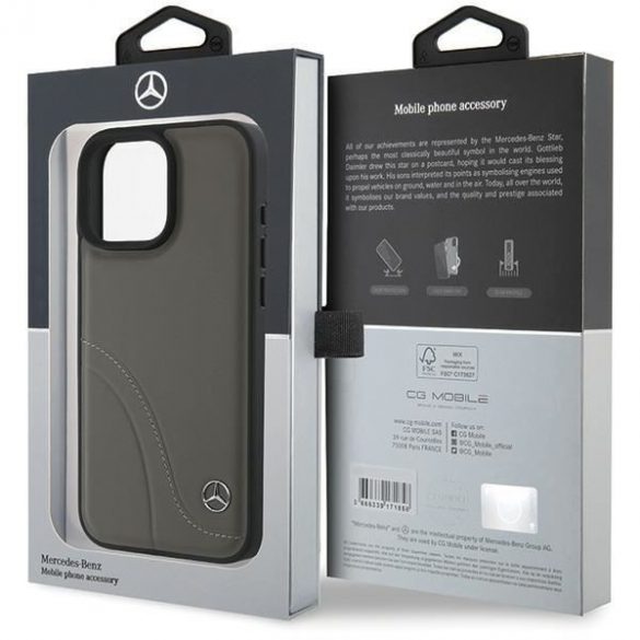 Mercedes MEHCP16X23RBCSB MB Curved Stitches Huse din piele pentru iPhone 16 Pro Max - maro