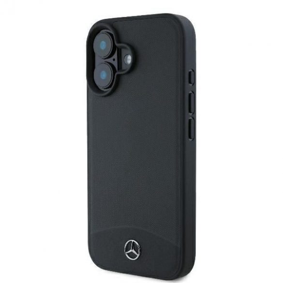 Mercedes MEHMP16S23RBARK Piele texturată și netedă MagSafe hardcase iPhone 16 - negru