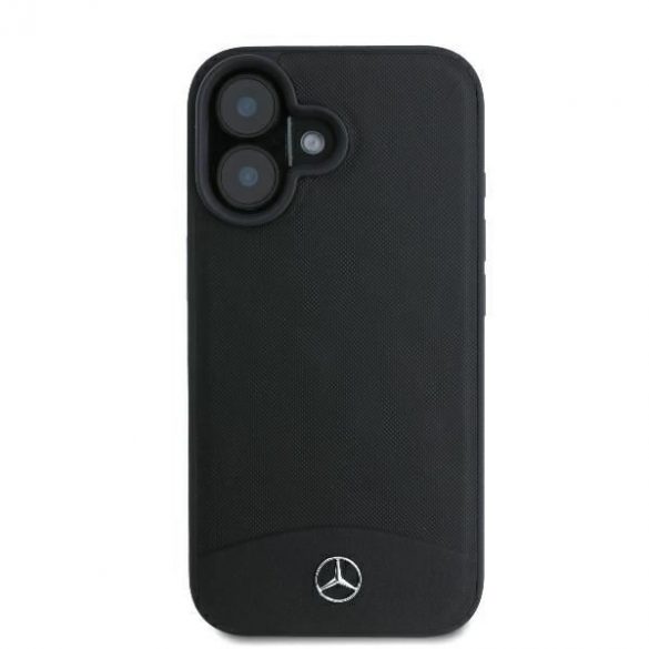 Mercedes MEHMP16S23RBARK Piele texturată și netedă MagSafe hardcase iPhone 16 - negru