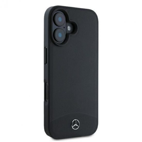 Mercedes MEHMP16S23RBARK Piele texturată și netedă MagSafe hardcase iPhone 16 - negru