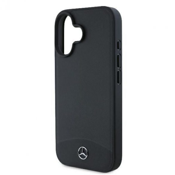 Mercedes MEHMP16S23RBARK Piele texturată și netedă MagSafe hardcase iPhone 16 - negru