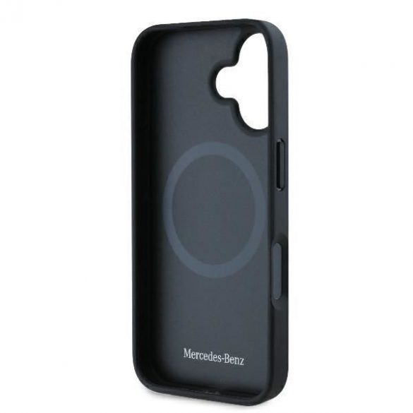 Mercedes MEHMP16S23RBARK Piele texturată și netedă MagSafe hardcase iPhone 16 - negru