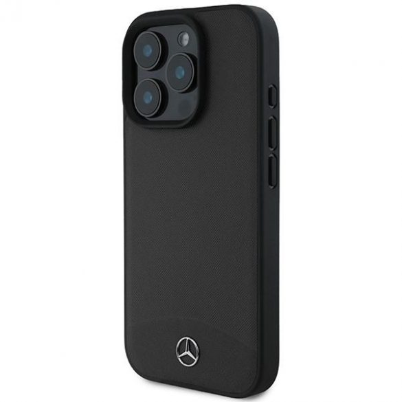 Mercedes MEHMP16L23RBARK Huse MagSafe din piele texturată și netedă pentru iPhone 16 Pro - Negru