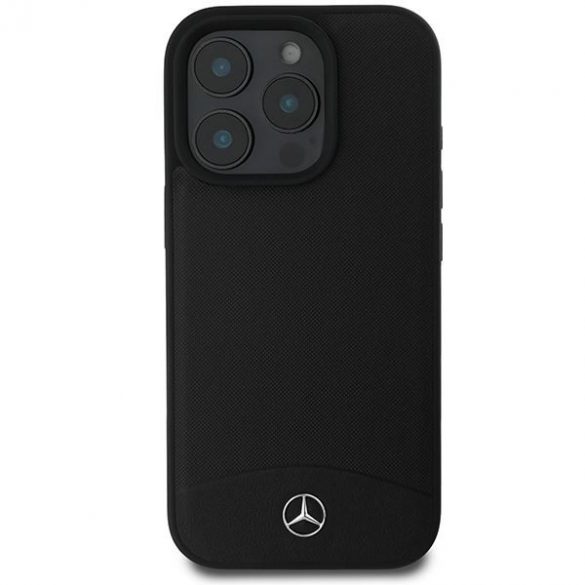 Mercedes MEHMP16L23RBARK Huse MagSafe din piele texturată și netedă pentru iPhone 16 Pro - Negru