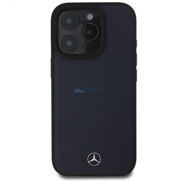 Mercedes MEHMP16X23RBARV Husă MagSafe din piele texturată și netedă pentru iPhone 16 Pro Max - Albastru marin