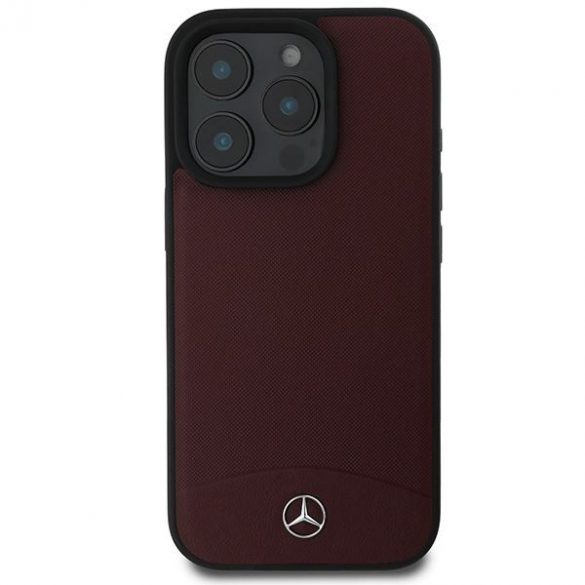 Mercedes MEHMP16X23RBARR Husă MagSafe din piele texturată și netedă pentru iPhone 16 Pro Max - roșu