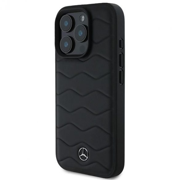 Mercedes MEHCP16L23RWRSK MB Waves Husă din piele pentru iPhone 16 Pro - negru