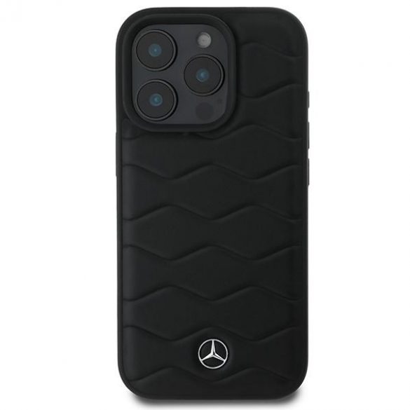 Mercedes MEHCP16L23RWRSK MB Waves Husă din piele pentru iPhone 16 Pro - negru