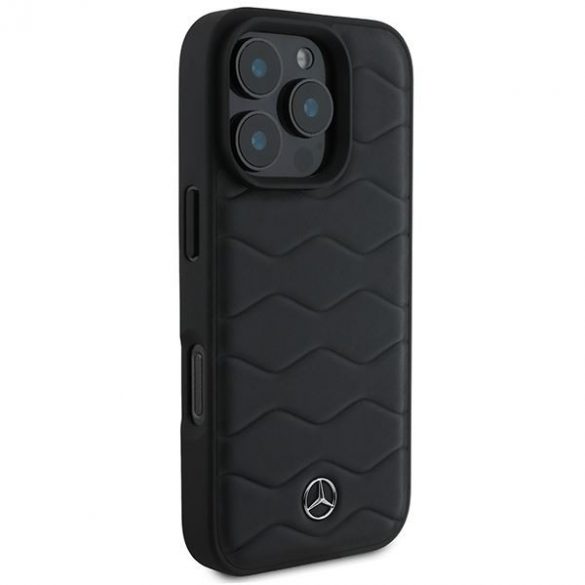 Mercedes MEHCP16L23RWRSK MB Waves Husă din piele pentru iPhone 16 Pro - negru